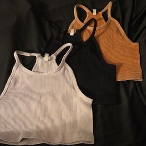 ZENANA Ribbed Crop Tank Tops - Black, Tan, Gray